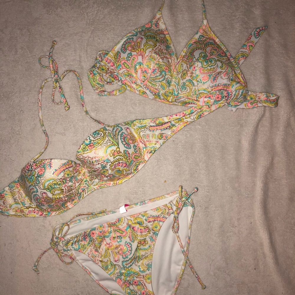 3 piece paisley bikini set